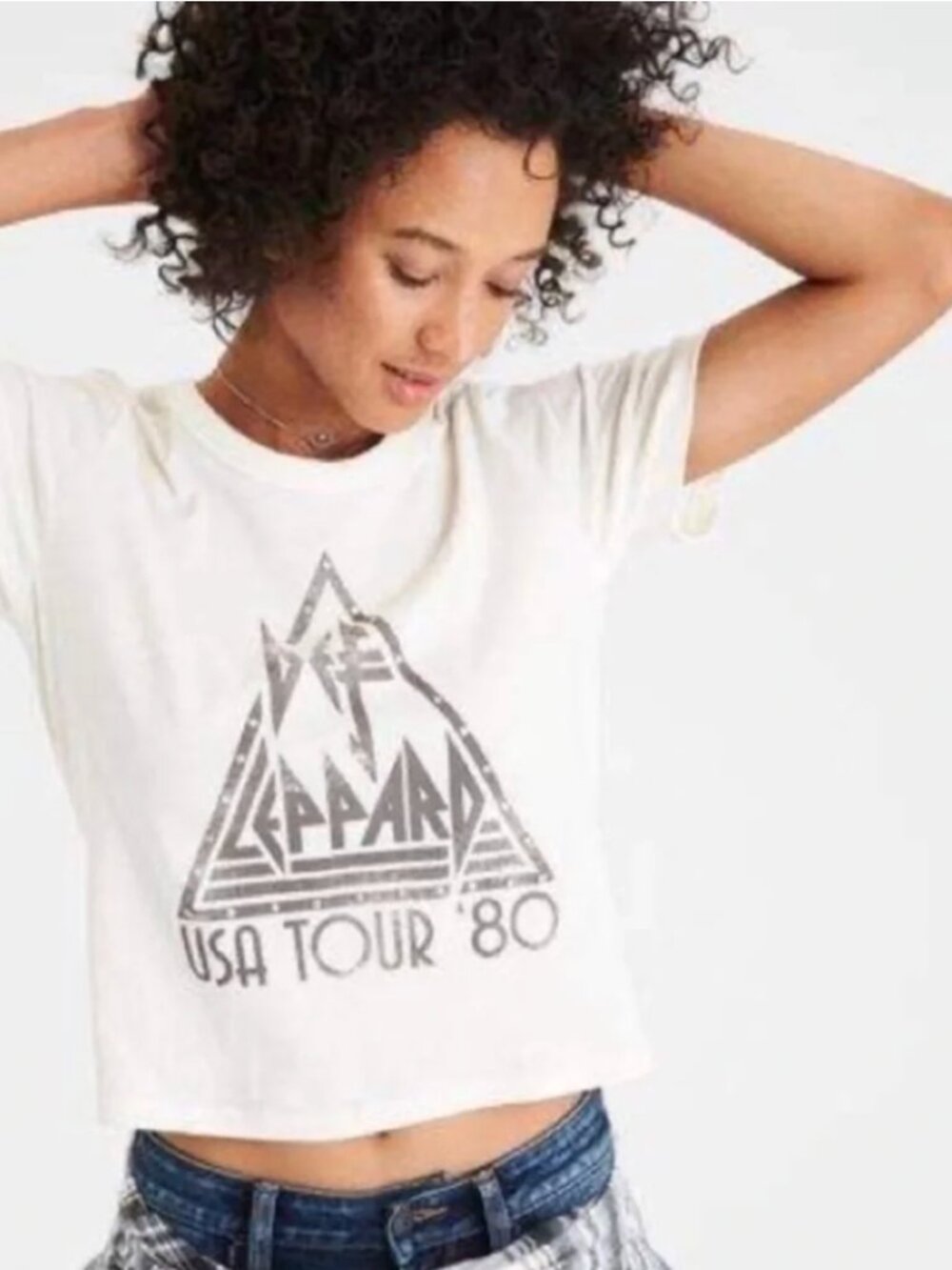 XS Def Leppard vintage cropped tee